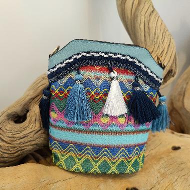 民族风编织水桶包
