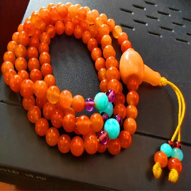 金丝玉籽料红色108颗手链