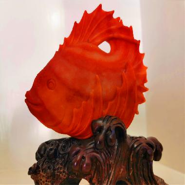 金丝玉籽料彩玉小摆件