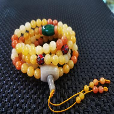 金丝玉108颗圆珠毛衣链